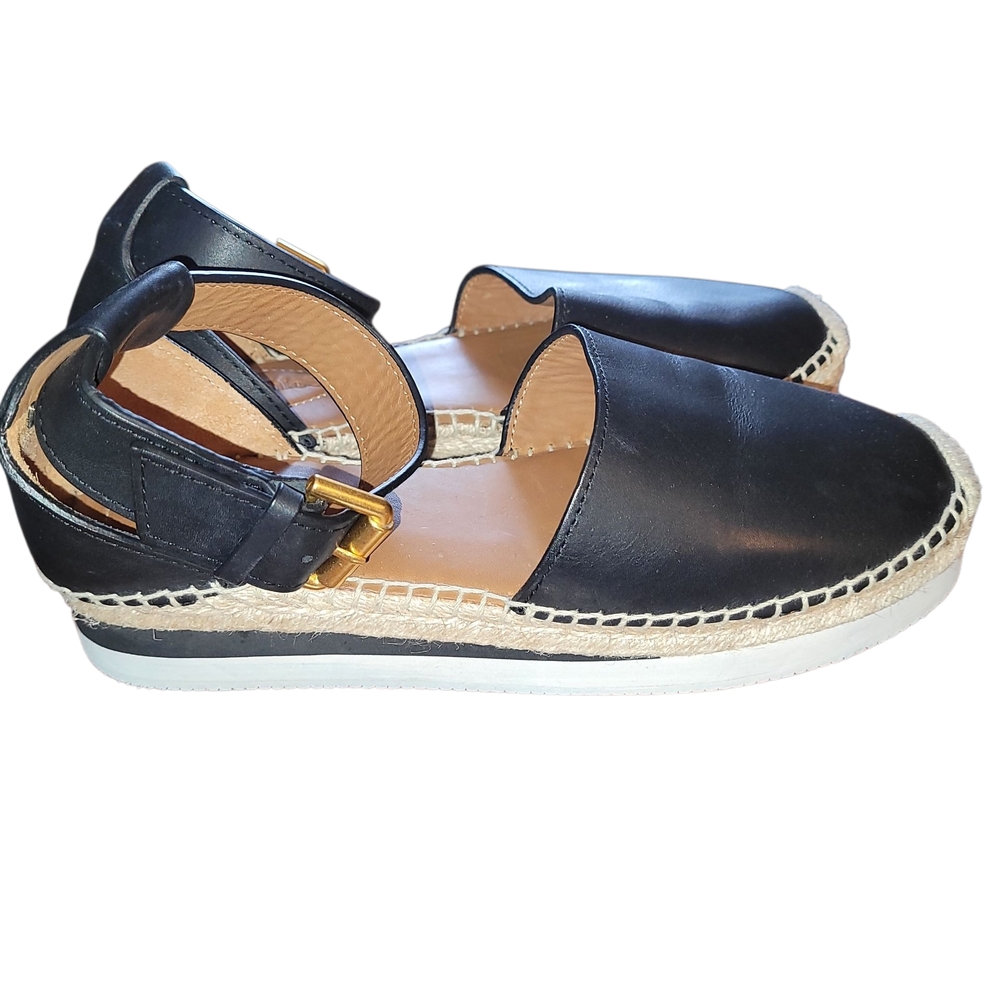 See By Chloe Black Espadrille Sandals Size 37 - Picture 2 of 7